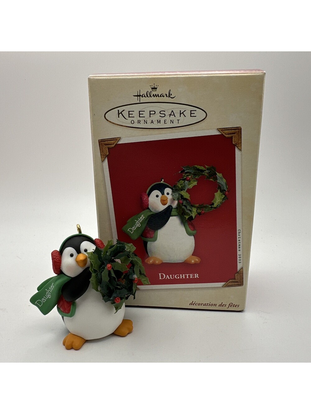 Hallmark Keepsake Ornaments Daughter Penguin With Wreath Rare 2003